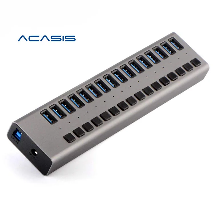 

Acasis High Quality 12V/7.5A Power Adapter USB Hub Brand New 16 Ports 3.0 USB Hub for Tablet and laptop, Gray