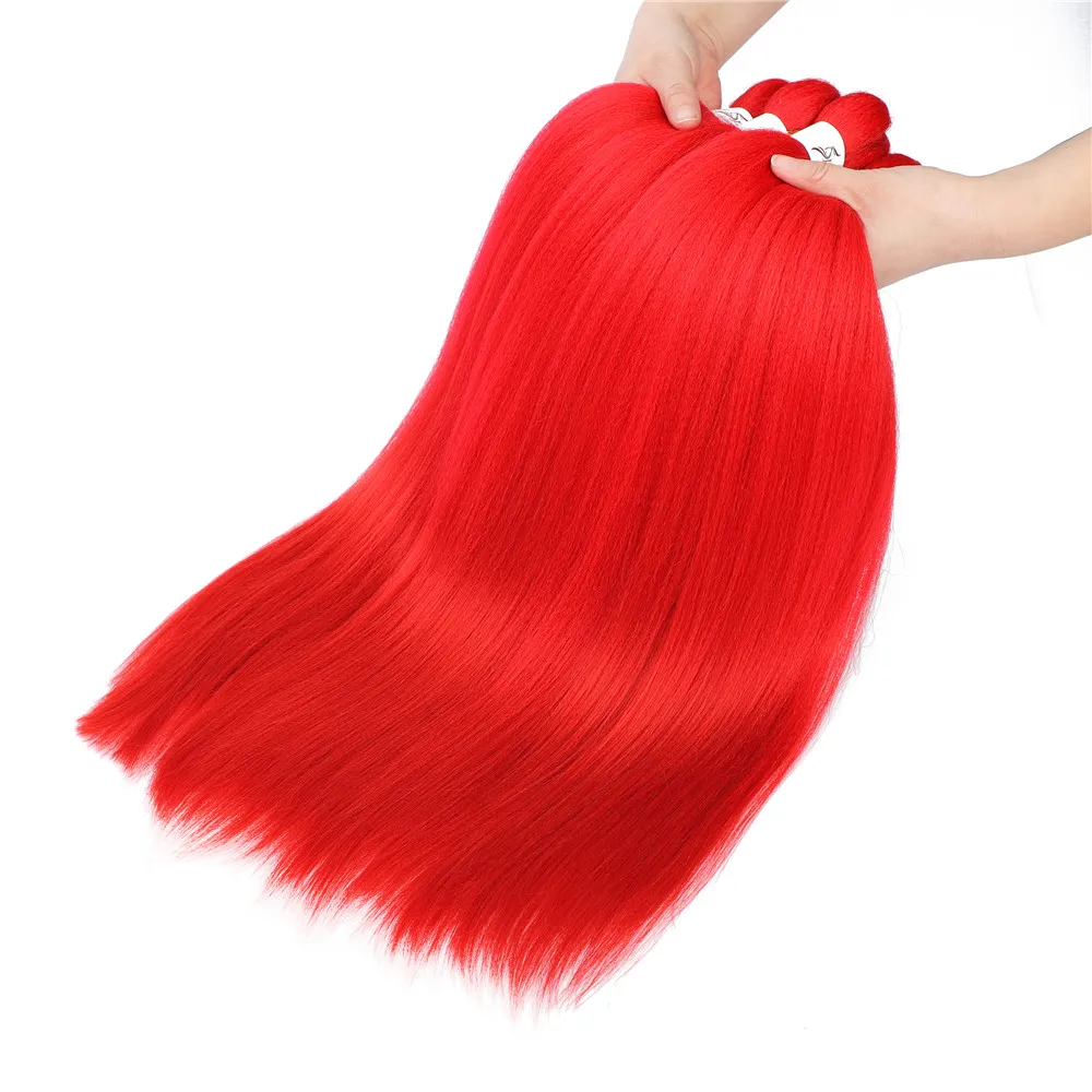 

X-TRESS Red Colored Synthetic Pre Stretched Easy Braiding Hair Extension Itch Free Hot Water Setting Crochet Braid