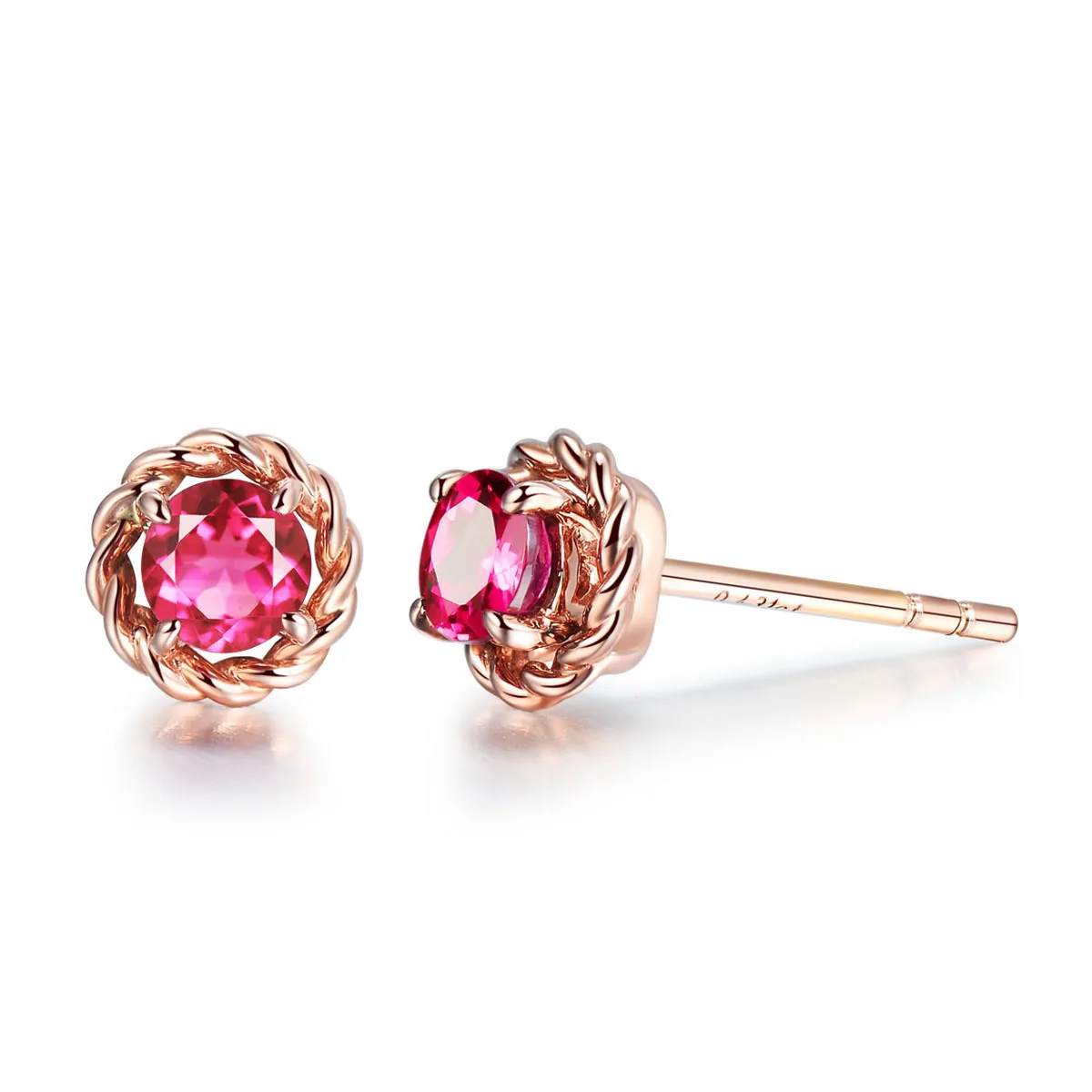 

Fashion Color Ruby Copper zircon plating 18K gold plated zircon Palace culture Ear studs Women 's Jewelry