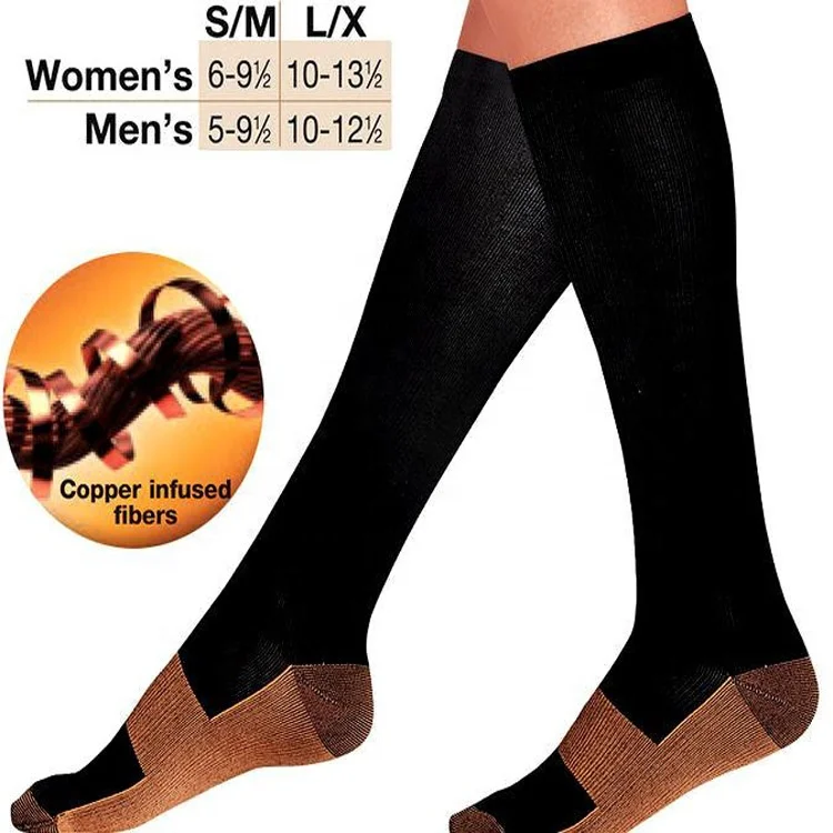 

Copper Infused fibers sport compression socks for men, Black or customzied compression copper socks