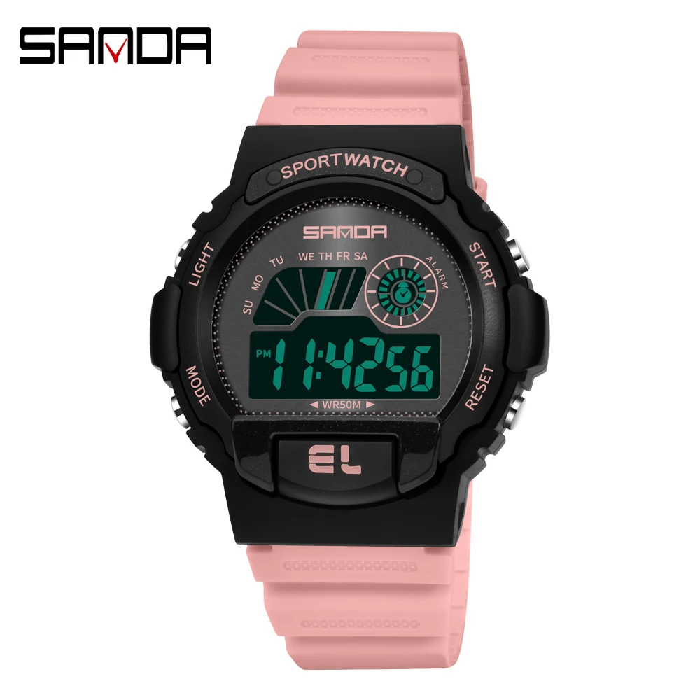 

Sanda 6004 Retro Couple LED Wrist Watches Chrono Luminous Waterproof Custom Logo Sport Watch Digital