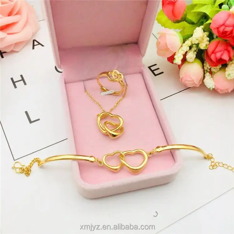 

Vietnam Sand Gold Jewelry Brass Jewelry Double Love Three-Piece Love-Bracelet Pendant