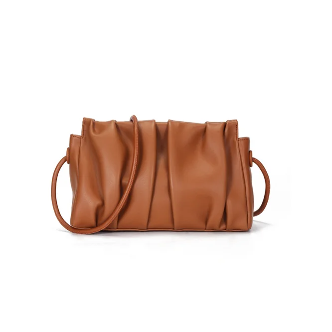 

2020 Fashion Soft Genuine Pure Leather Handbags for Women Crossbody Bag Cloud Folds Cowhide Single Shoulder Bag, White, black, yellow, caramel