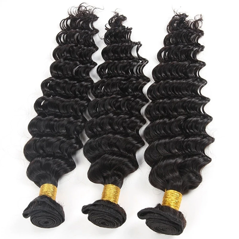 

Best Wholesale Websites Remy Hair Extension No Shedding No Tangle 10-30 Inch Deep Wave Human Hair Bundle, Natutal black