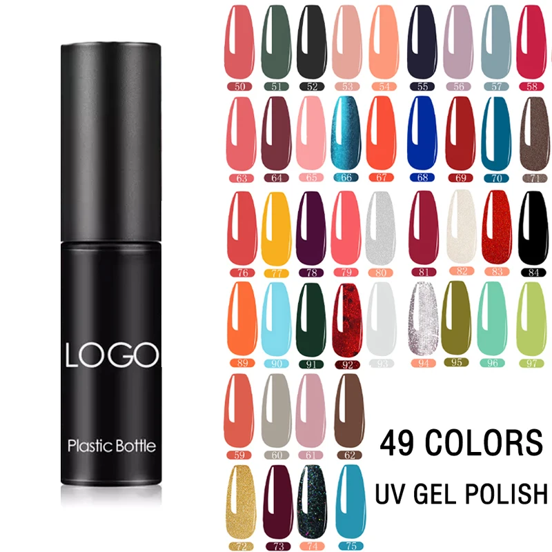 

49 Colors Gel Nail Polish Soak Off Gel Polish UV LED Gel Semi Permanent Varnishes Design Nail Art Off Customized Bottle
