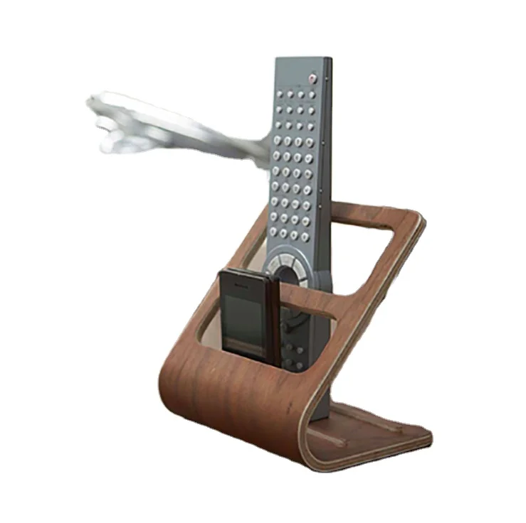 

Organizer for 2 grid desktop remote control space saving wooden mobile phone TV remote control storage rack