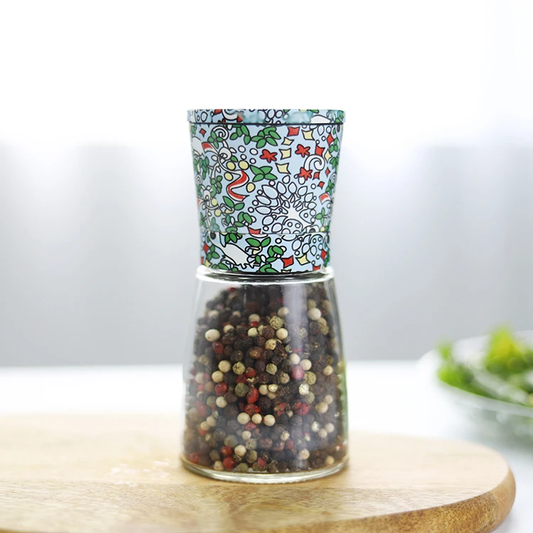 

Portable salt and pepper mill ceramic 18/8 stainless steel spice grinder for chinese typical with 170ml glass bottle
