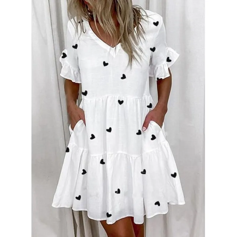 

Women Summer Sundress Holiay Vintage Ruffled Party Dresses Casual Vestidos Femme Robe Plus Size Robe, As show