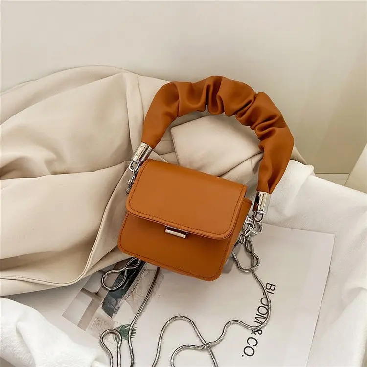 

2021 summer fashion designer pu leather cover wrinkle handle ladies bag women shoulder crossbody purse mini handbag for girl, 10 colors