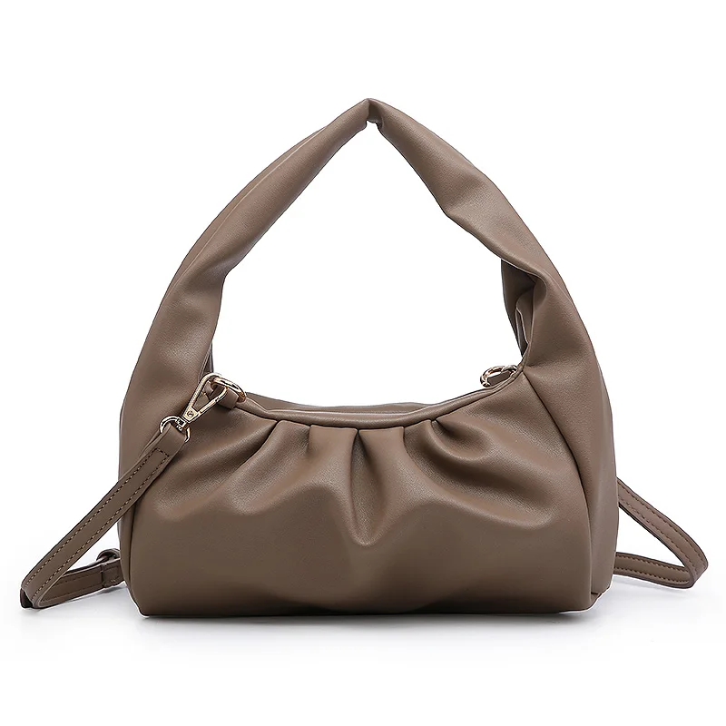 

2020 High Quality Soft Leather Hobo Bag Ruched Design Shoulder Bag Fashion Trend Women Handbag