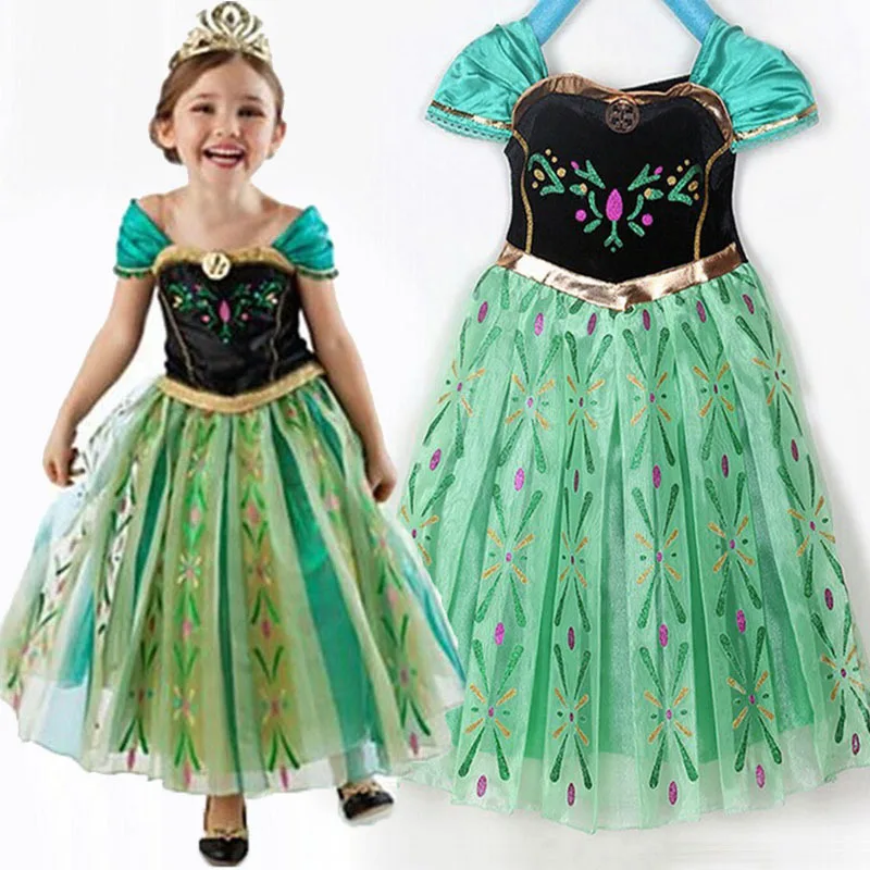 

MQATZ Hot sale Dress Fancy baby frocks elsa costume Girls Cosplay costume party dress for kids 3-8 years, Green