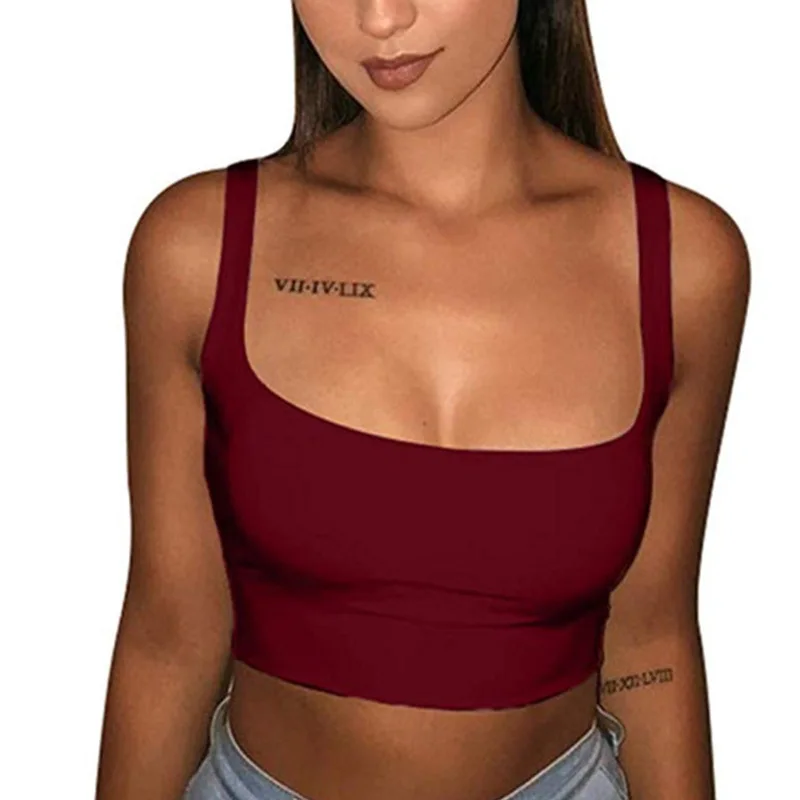 

WW-1134 Leisure Play High Pure Color Sexy Club Small Vest Quality Version Basic Crop Tank Trendy Tops For Ladies, Customized color