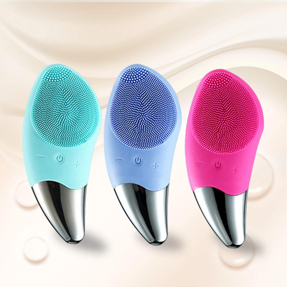 

Custom Silicone Facial Cleaner Electric Face Cleansing Brush Cepillo De Limpieza Facial Brosse Visage Skin Deep Cleaning Massage