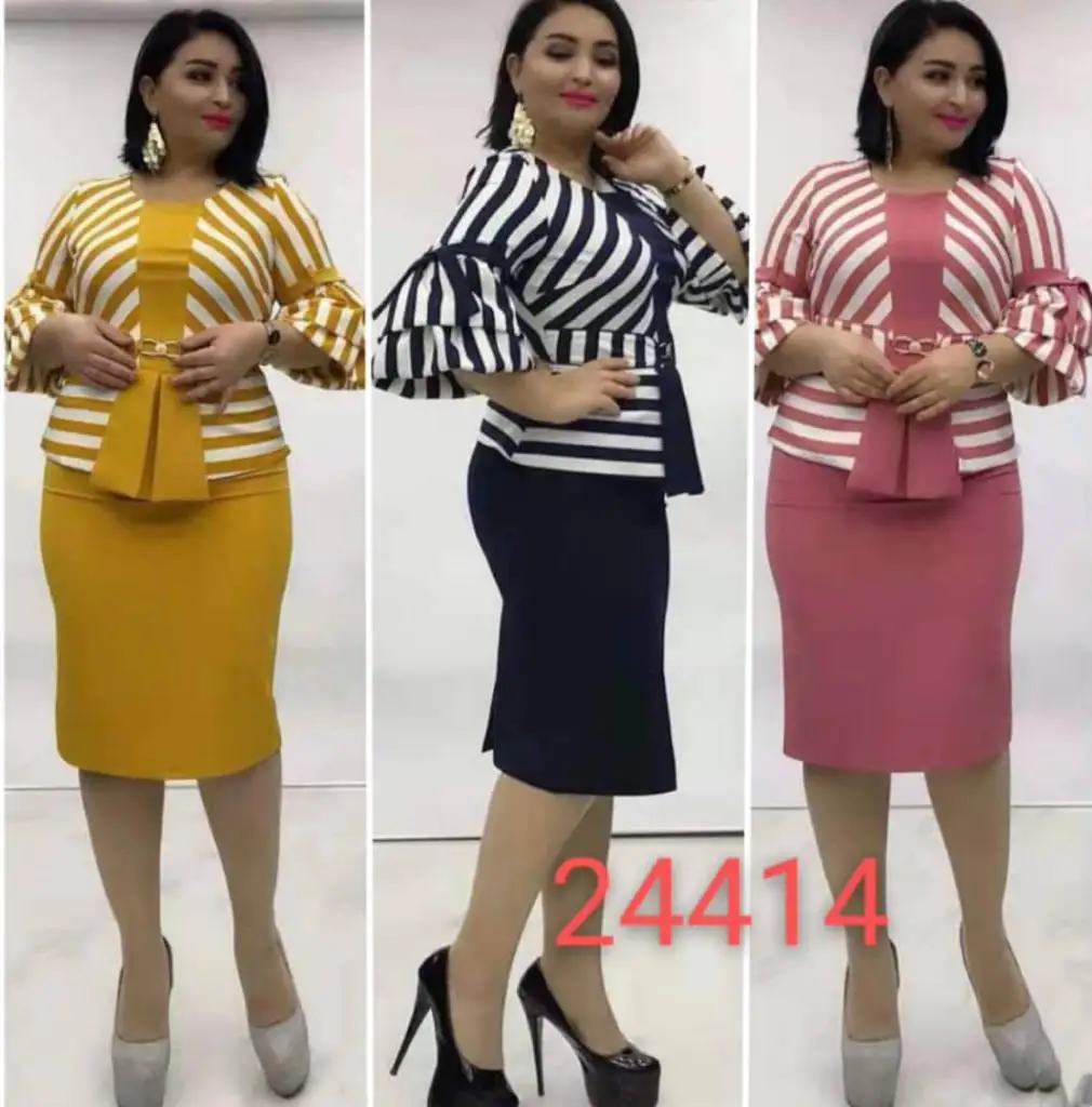 

summer Casual Women dresses Vintage O-Neck knee length plus size Stripe Print Female elegant office lady Dress, Customized color