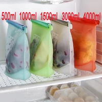 

New Platinum Silicon Foldable Food Fresh Freezer Reusable silicone Storage Bags