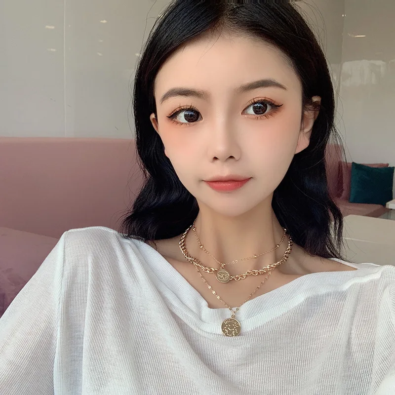 

Multi - ply round pendant necklace