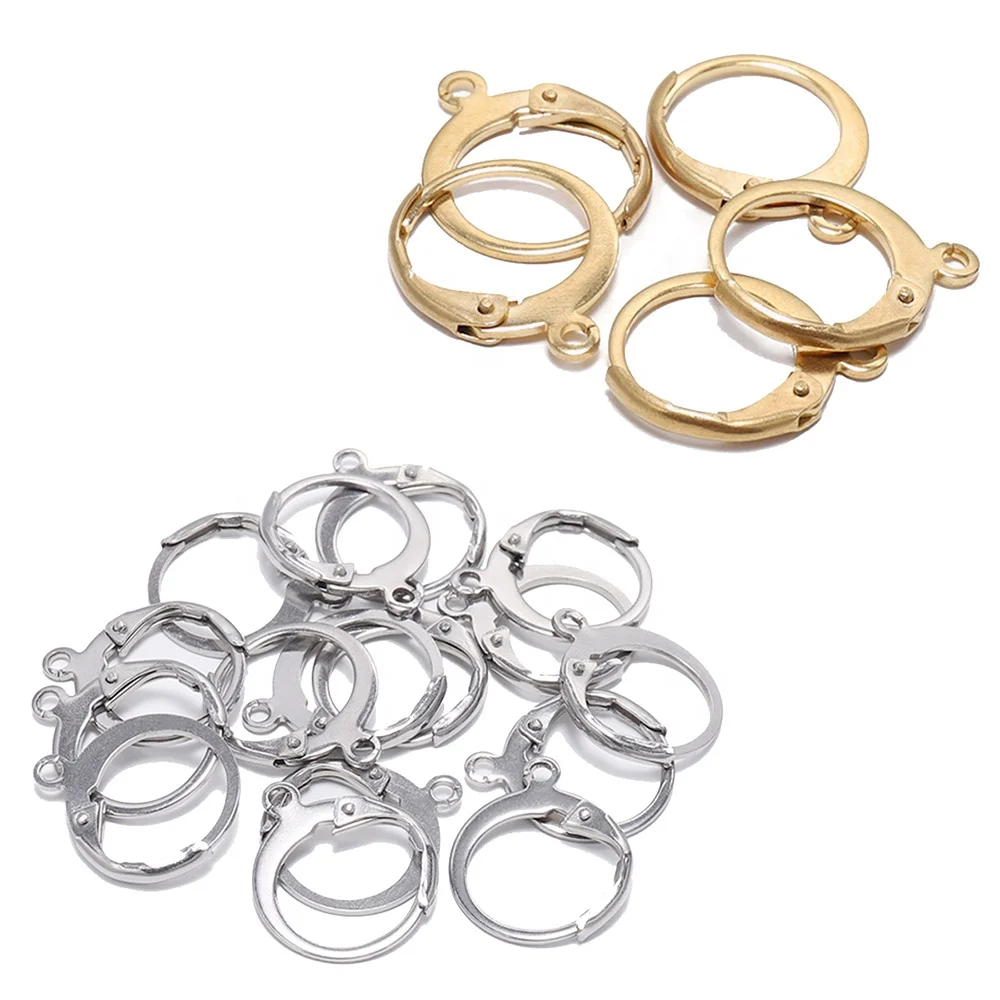 

20pcs/lot Gold Stainless Steel French Lever Earring Hooks Wire Settings Base Hoops Earrings For DIY Jewelry Making Supplies, As picture