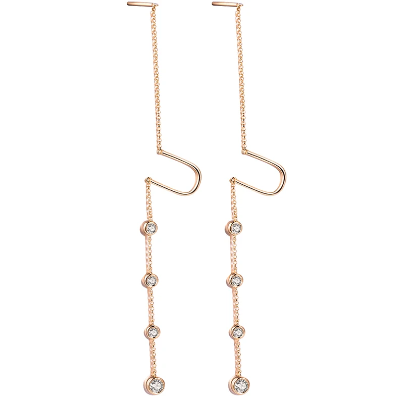 

Messi Gems fashion jewelry Lady earring 14K yellow gold lab diamond earring threader