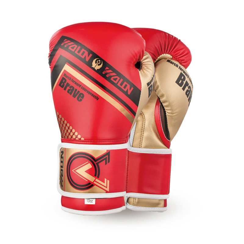 

2020 Custom Pu Leather 14oz Wolon training boxing Gloves, Red/with/orange/yellow