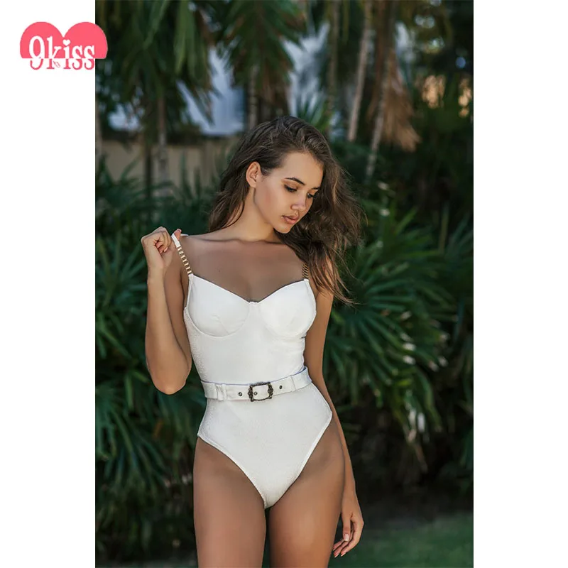 

2020 Xia Men New Design One Piece Corduroy Swimwear Fashion Belt Buckle Swimsuit Sexy Bikini, 36 colors in total