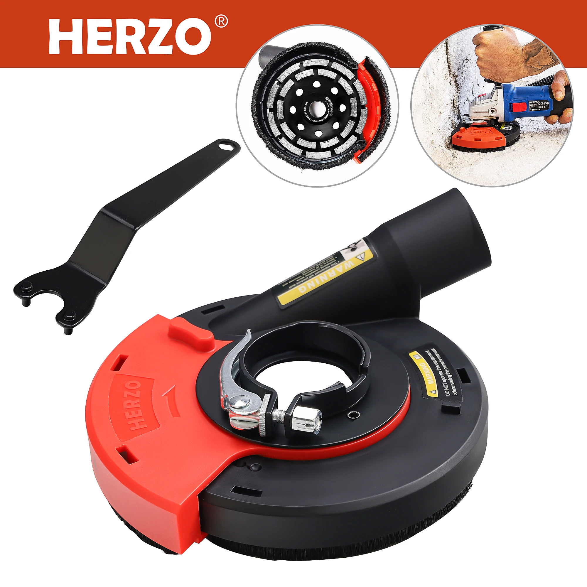 

HERZO Universal Surface 125mm 4/5inch Dust Collector Grinding Dust Shroud for Angle Grinder Dustless Accessories