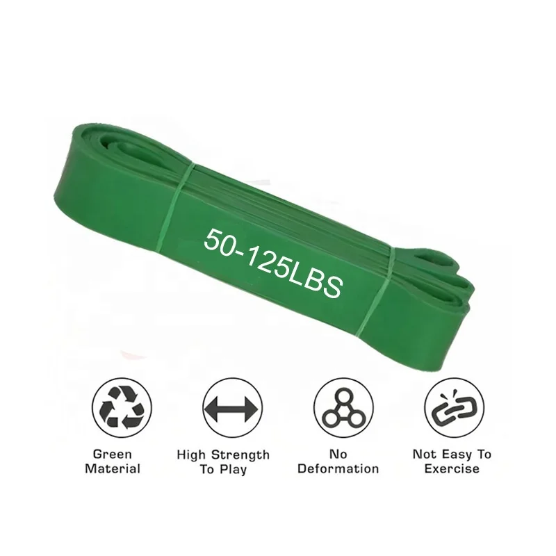 Green 50-125LBS Natural Latex Gym Resistance Loop Fitness Bands Set for Strength Training Ultimate Range of Exercise Bands