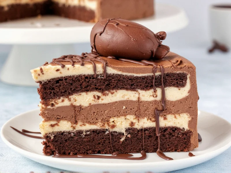 Homemade ice cream cake with chocolate and vanilla layers