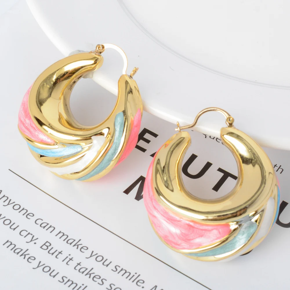 

African halloween hot sale high quality copper Women wedding party geometric exaggerated colorful earings