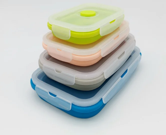 

Collapsible Foldable Silicone Lunch Box, Blue, green, red, ect