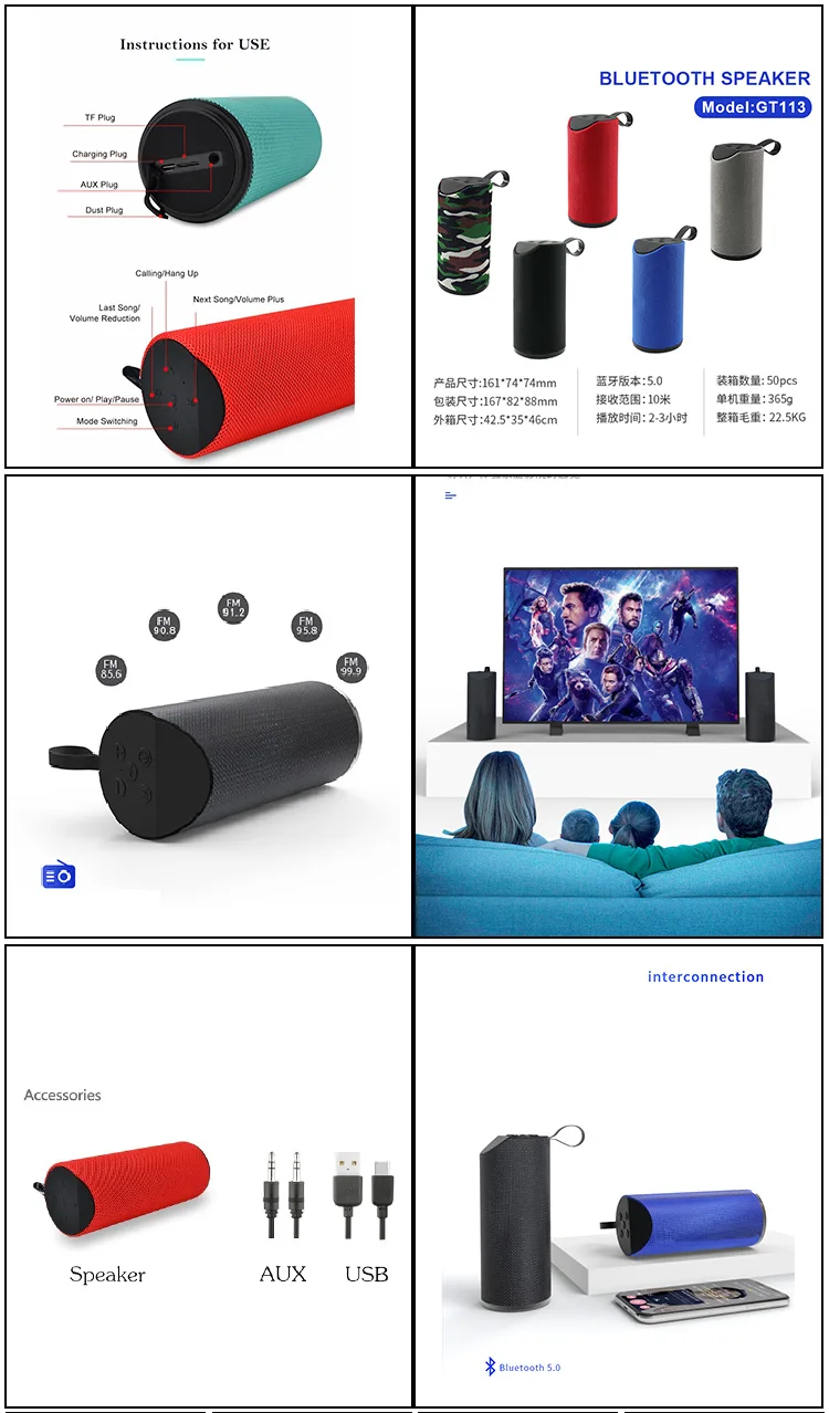Wireless Portable Woofer Sound Box Bluetooth 5.0 Speaker Music Soundbar Super Bass Subwoofer Outdoor Bluetooth Speaker - ANKUX.COM