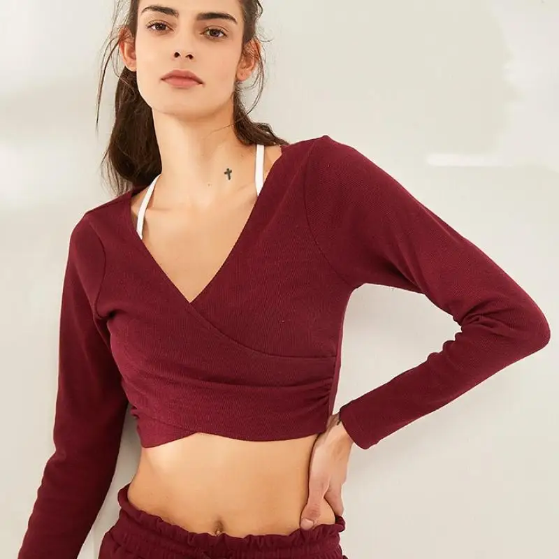 

2021 v neck top long pant running training suit long sleeve gym jogging suit set two piece loose sport tracksuit set for women, Picture shows