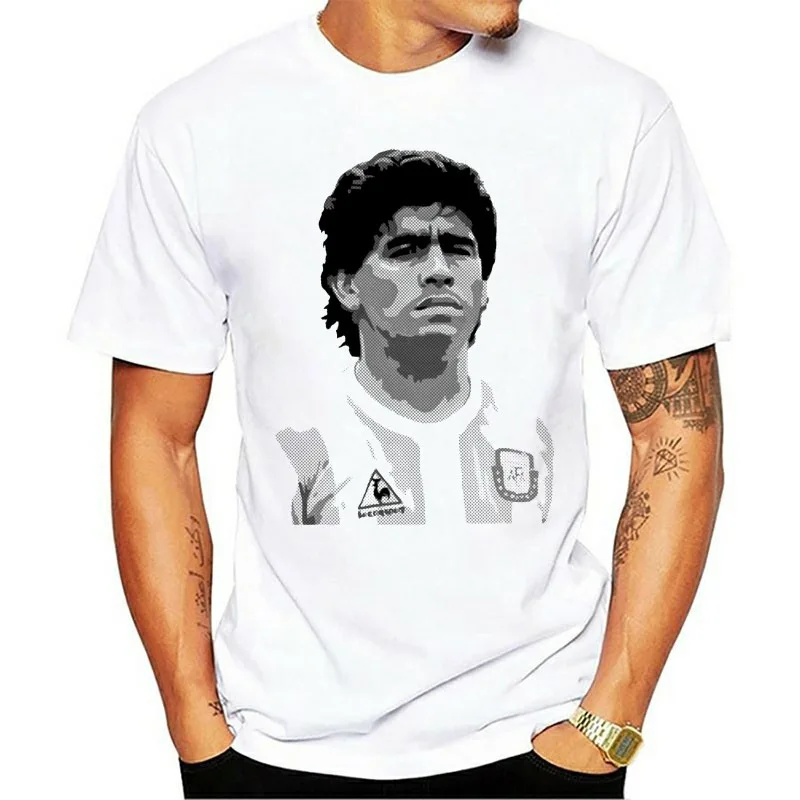 

2021 New Fashion Latest Diego Maradona La Mano De Dios Soccer Sport Casual Asexuality T-shirt Crewneck Short Sleeve Black, Customized color