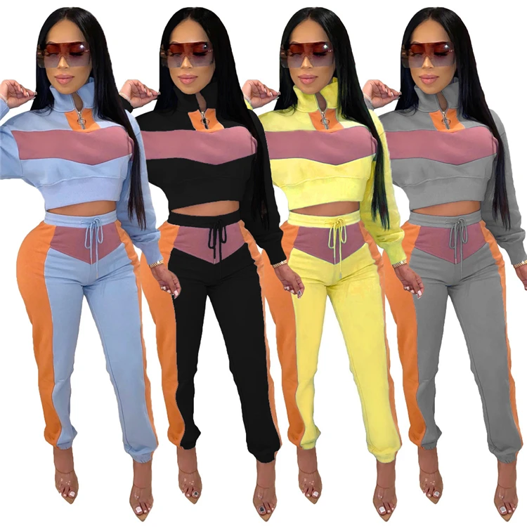 Fashion Boutique Outfit Long Sleeve Crop Top And Pants two Piece Set Women Clothing