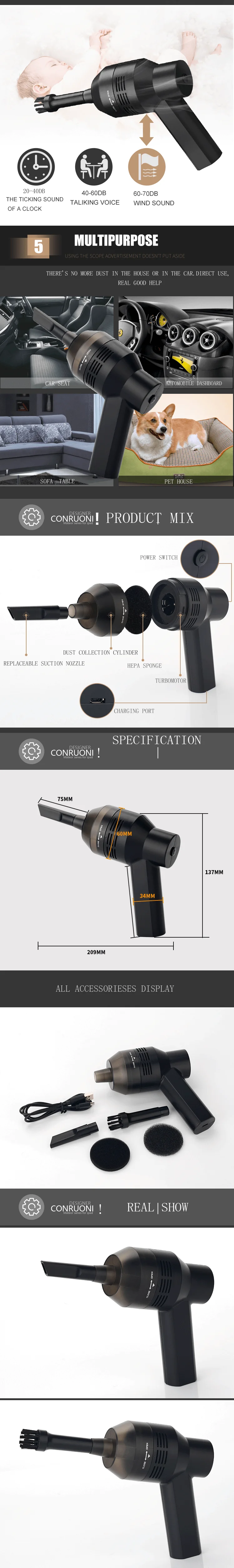 car Interior Small Cordless Handheld Vacuum cleaner