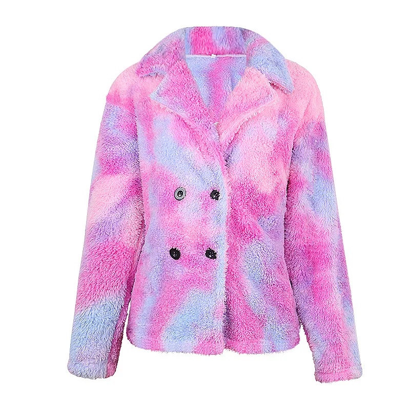 

High Quality Cotton Casual tie-dye plus size button Wool long sleeve fur coat, Customized color