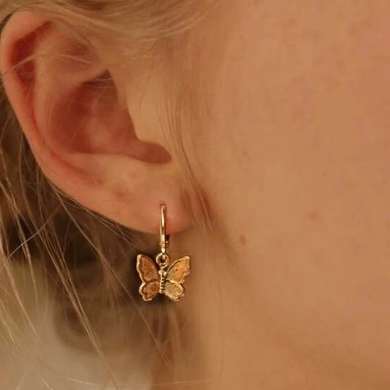 

Butterfly Huggie Earrings Elegant Gold Plated Jewelry Dangle Charm Earrings Butterfly Small Hoop Earrings for Women Girls, Photo