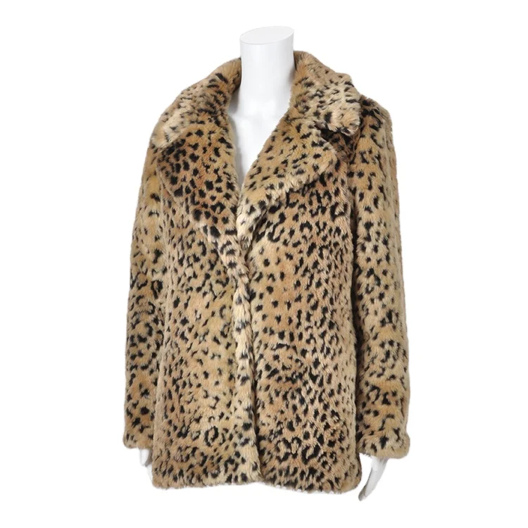 

Wholesale Fashion High Quality Custom Faux Fur Coat Leopard jacket Jacquard Coat