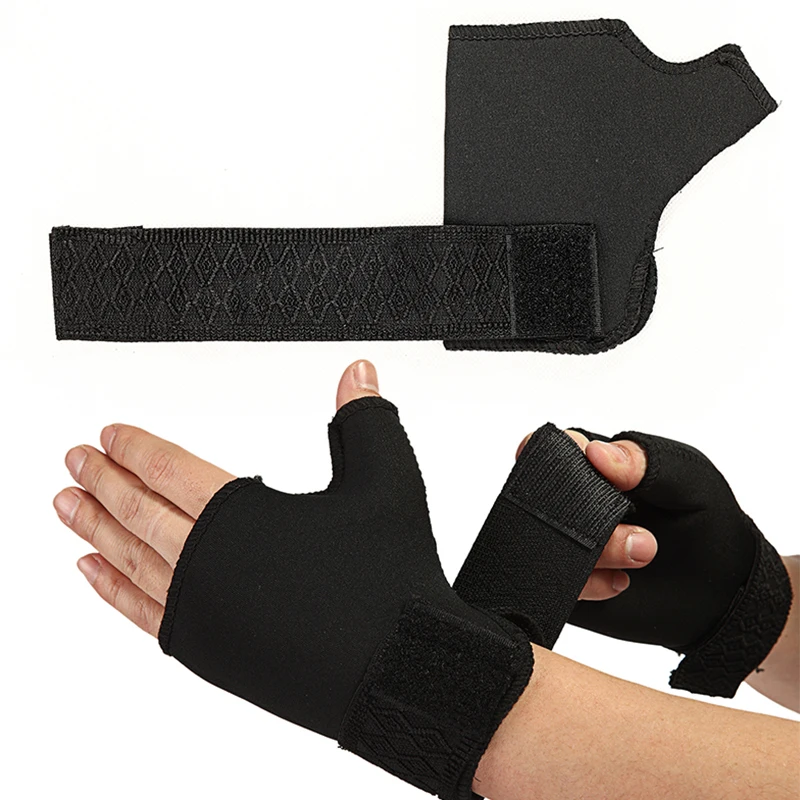 

1 Pair Soft Breathable Adjustable Half Finger Support Protector Sport Universal Wrist Palm Thumb Brace Guard Wrap