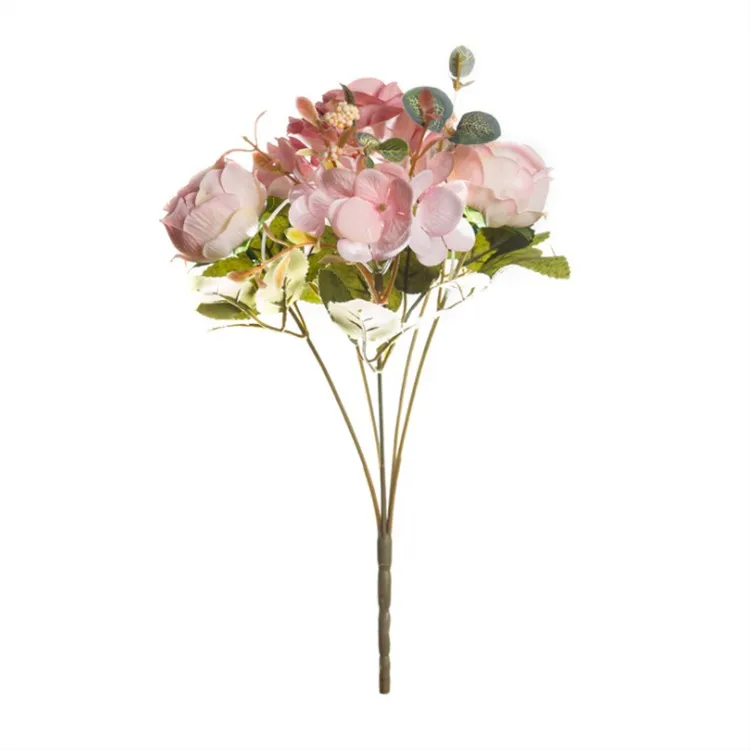 

Birthday presents Cheap Fake Flowers for Home Wedding Decoration indoor Rose Pink Silk Peony Artificial Flowers Bouquet