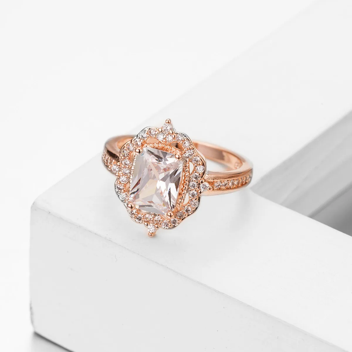 

14K Rose Gold Plated Diamond topaz Ring for Women Wedding Jewelry Gemstone Topaz Bizuteria 925 Luxury Anillos ring box