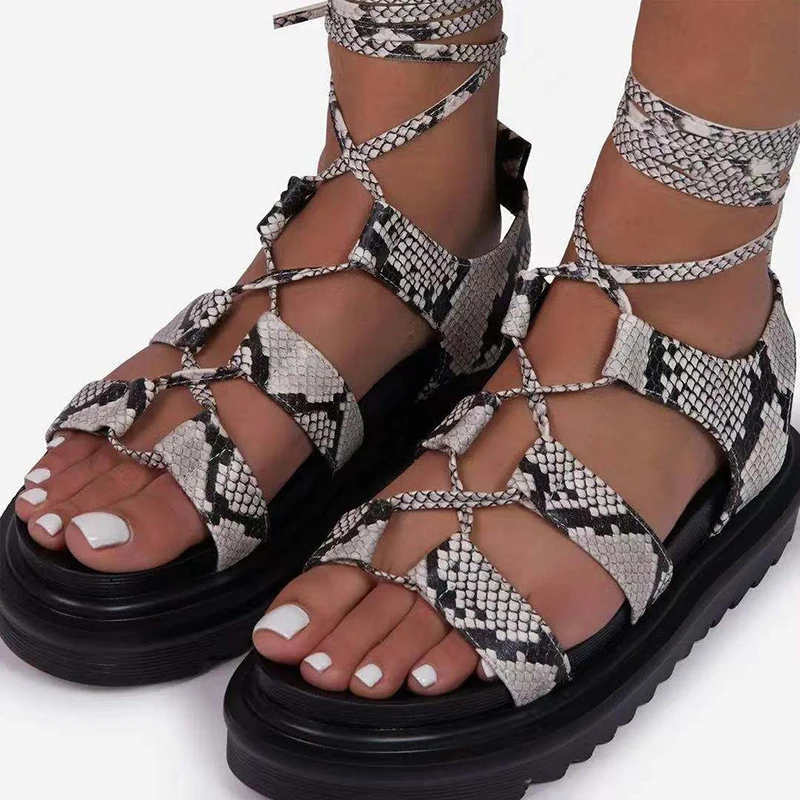 

NF36 Women Trendy Thick Bottom Platform Sandals Ladies Tie Up Sandals 2021, As picture or custom