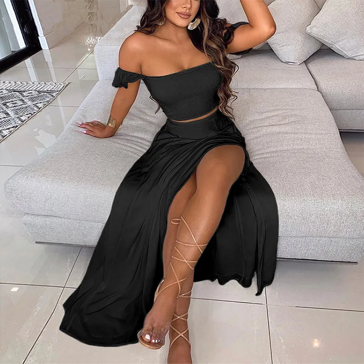 

Women's new European independent station new strapless two-piece dress