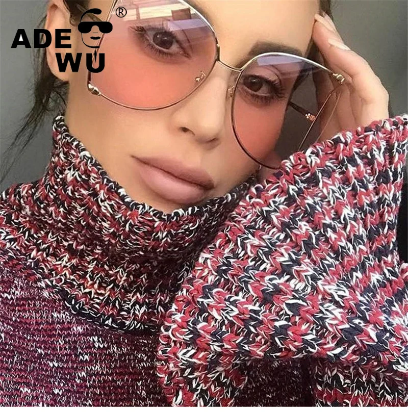 

ADE WU STY7121F OEM 2018 Brand Designer Luxury Oversized Sunglasses for Women Pearl Glasses