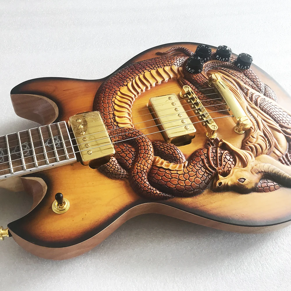 Hot Selling Handmade Engraved Carved Electric Electric Guitars Made In