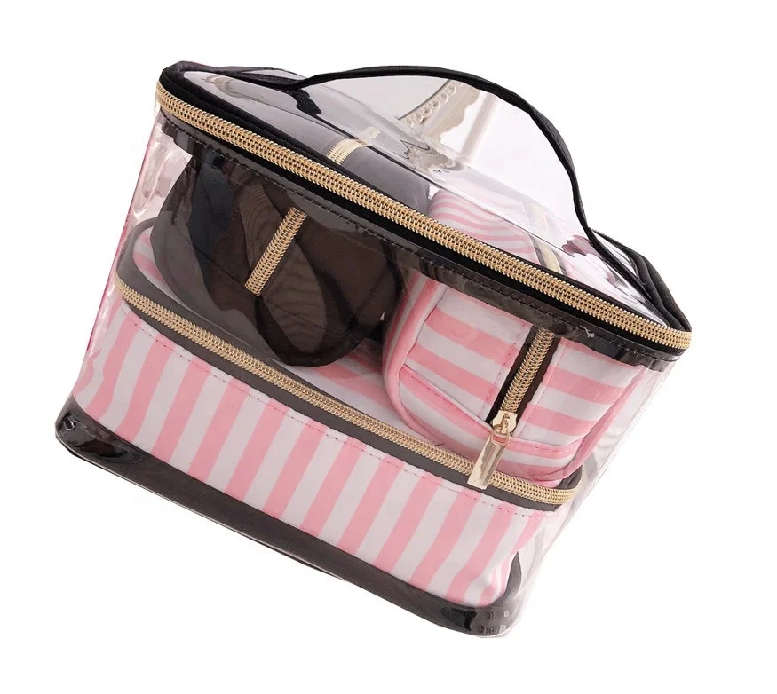 

Hot Sale PVC Transparent Cosmetic Bag Organizer Travel Toiletry Bag Set Beauty Makeup Case