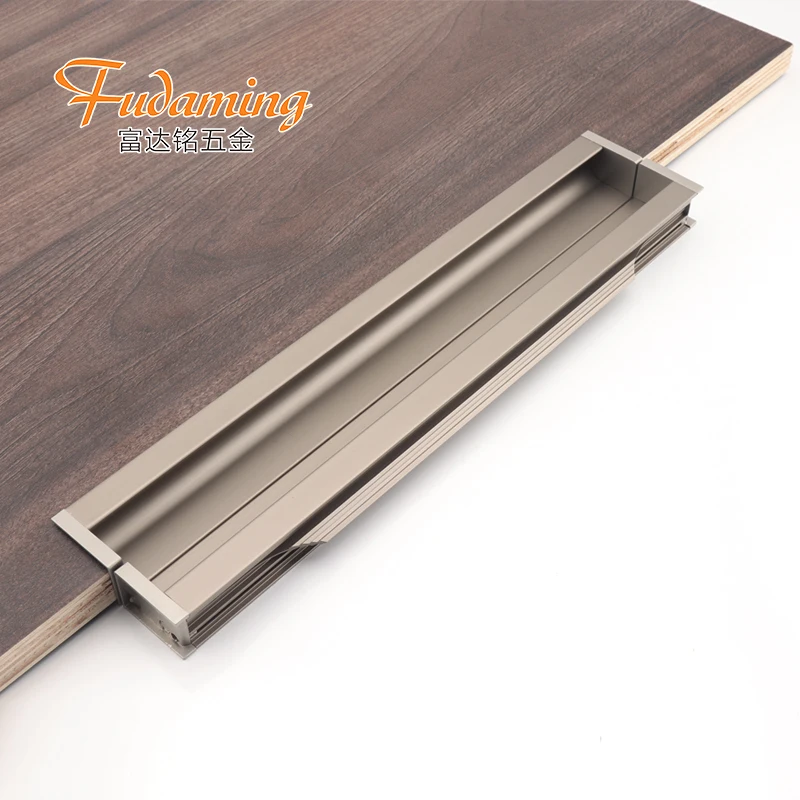 
Black aluminum alloy invisible recessed long handle for wardrobe drawer cabinet door 