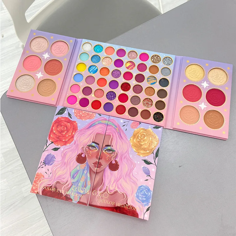 

Hot Selling Private Label 60 Colors Eyeshadow Palette Makeup Shimmer Fold Cartoon Eye Shadow