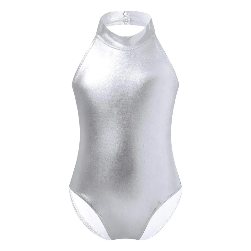 

Big Girls Backless Ballet Gymnastics Leotard Bodysuit Shiny Dance Training Athletic Costumes