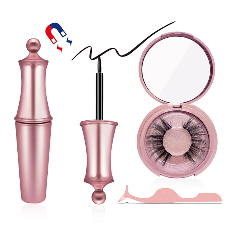 

Magnetic Adhesive Eyeliner 3d False synthetic Eyelashes Packaging Private Label
