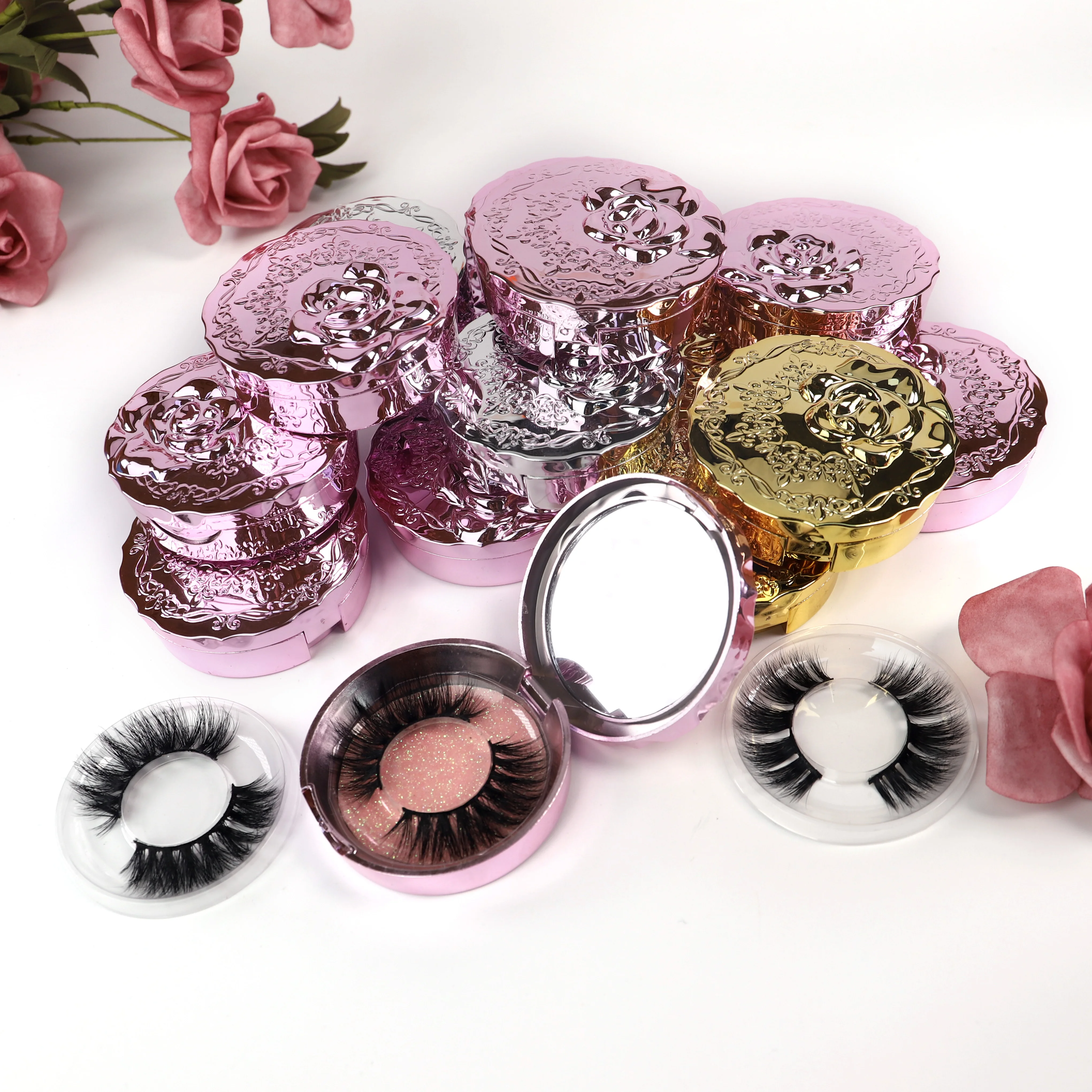 

Hot sale faux mink eyelashes and packaging imported raw material no cruelty high imitation mink lashes with packaging, Natural black/ colorful